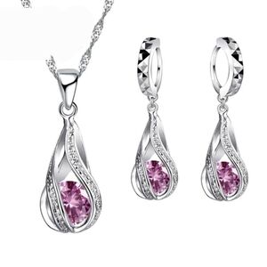 Sterling Silver Wedding Jewelry SetforWomen,SwirlingWaterDropp,Bridal,925STAMPED